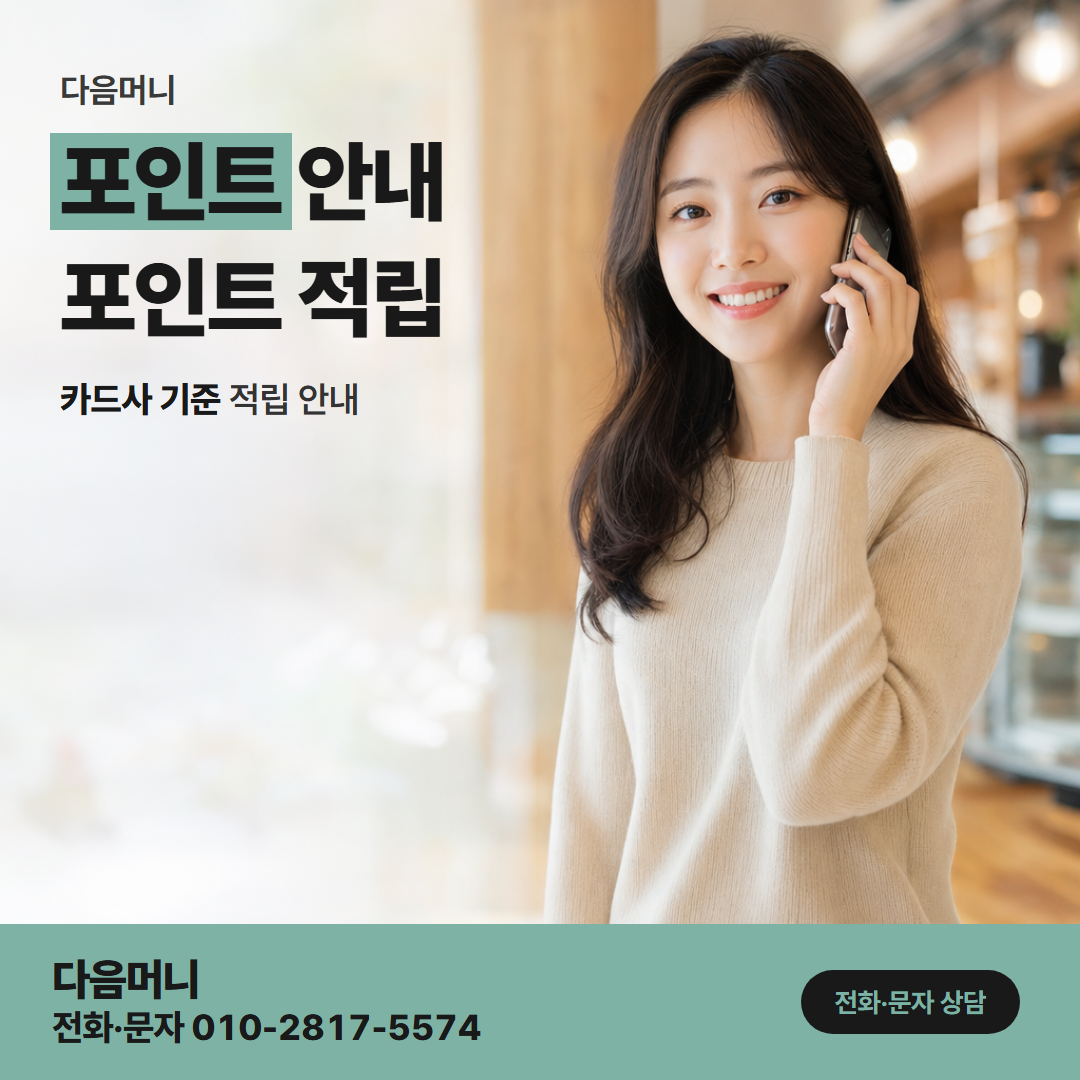 다음머니 청주카드깡 카드사가 정하는 포인트 적립